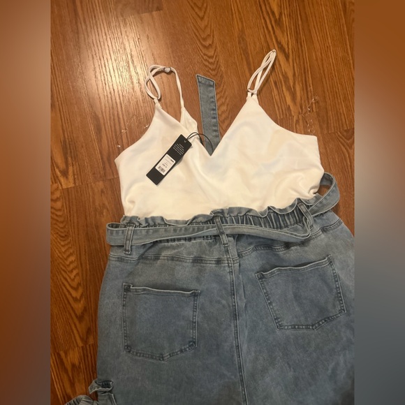 White Tank Top and Blue Cargo Pants one piece. - Picture 7 of 8
